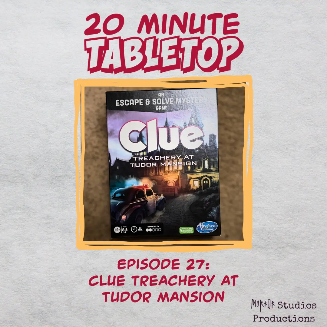 Episode cover art for episode 27. Image with game box titled CLUE in large letters.